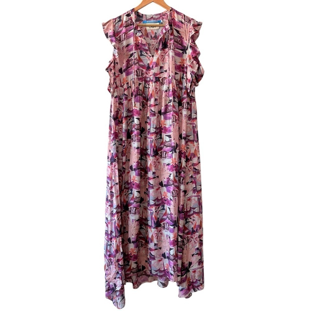 Chufy Pink Floral Tropical Print Maxi Dress